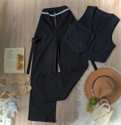 Conjunto pantalón y chaleco Negro