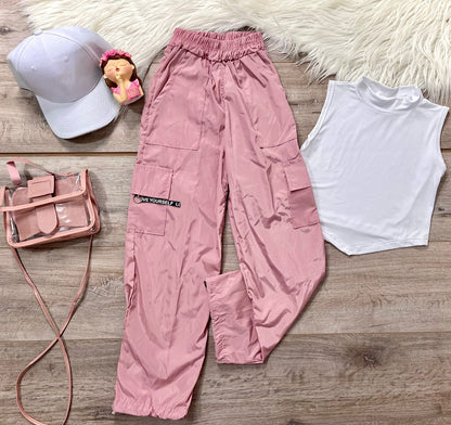 Set Pantalón Cargo Rosa y blusa para Niña