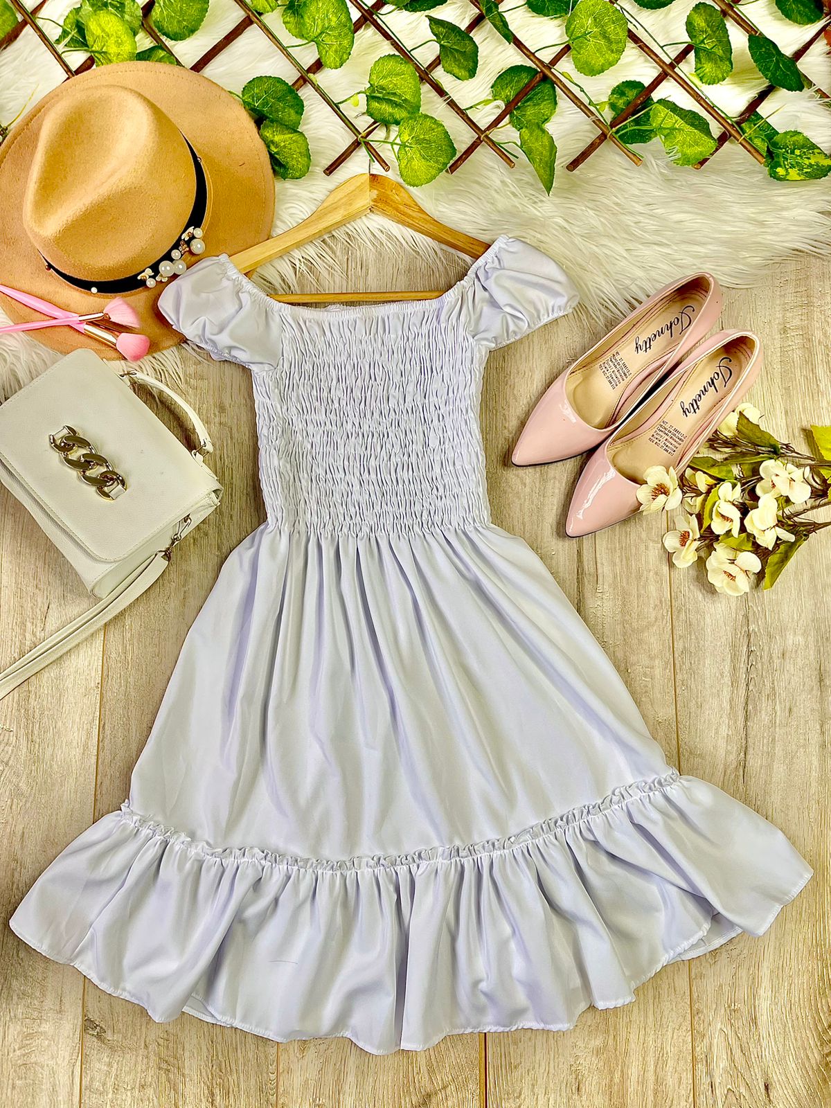 Vestido fruncido blanco